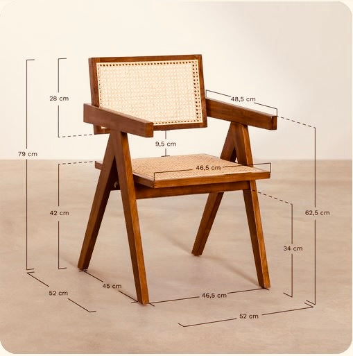 Silla Beige de madera con Bejuco 2 ANT (precio por 2 unidades)